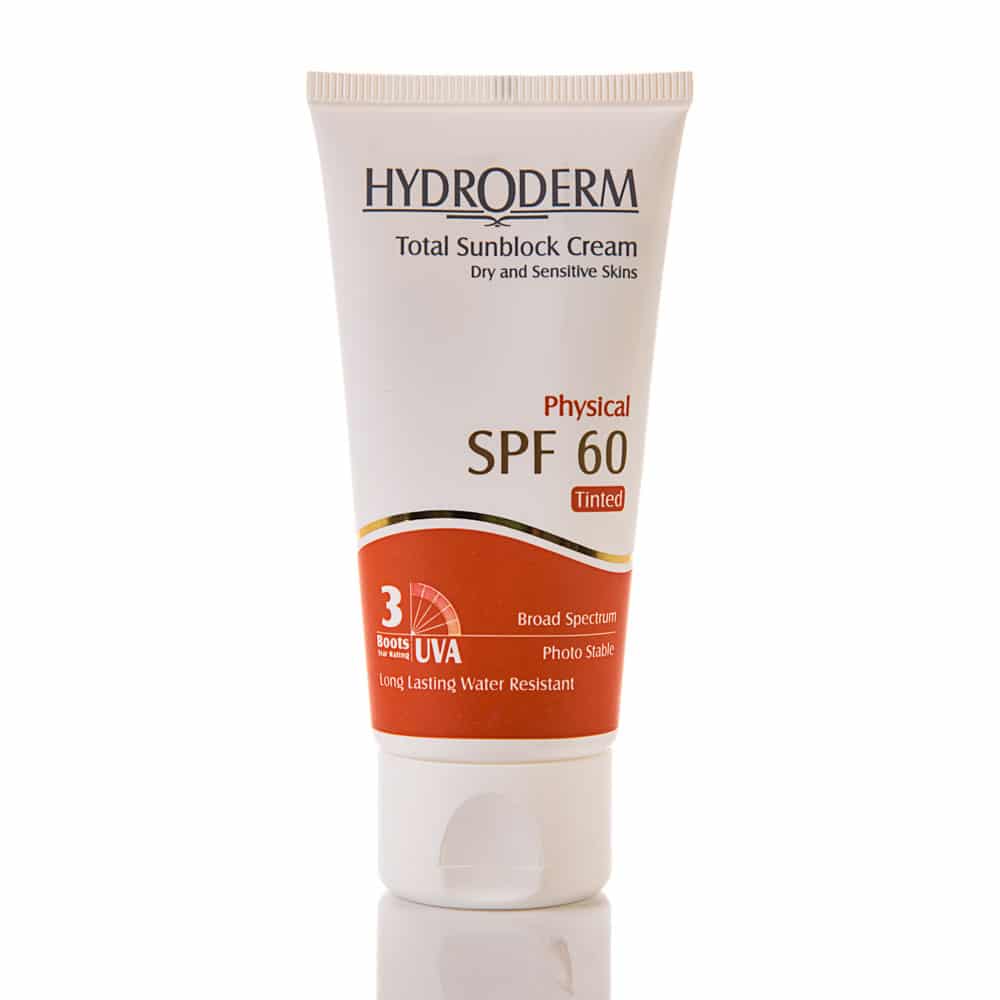 کرم ضد آفتاب فیزیکال رنگی SPF60 هیدرودرم