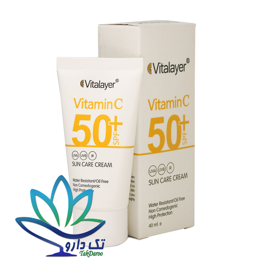 کرم ضد آفتاب بی رنگ Spf50 حاوی ویتامین سی حجم 40میل ویتالیر