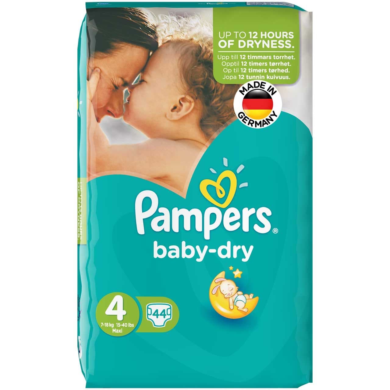 پوشک پمپرز آلمان مدل Baby Dry سايز ۴ بسته ۴۴ عددی