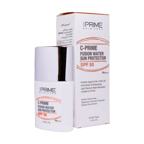 فلوئید ضد آفتاب SPF50 فیوژن واتر پرایم حاوی ویتامین C حجم 40 میلی لیتر فلوئید ضد آفتاب SPF50 فیوژن واتر پرایم حاوی ویتامین C حجم 40 میلی لیتر