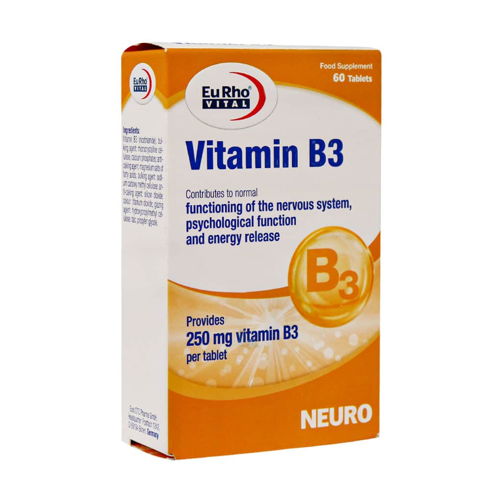 قرص ویتامین B3 250 میلی گرم یوروویتال 60 عدد قرص ویتامین B3 250 میلی گرم یوروویتال 60 عدد