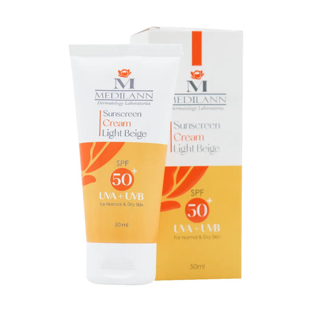 کرم ضد آفتاب رنگی 50 مدیلن مناسب پوست های معمولی و خشک ۵۰ میلی لیتر کرم ضد آفتاب رنگی 50 مدیلن مناسب پوست های معمولی و خشک ۵۰ میلی لیتر