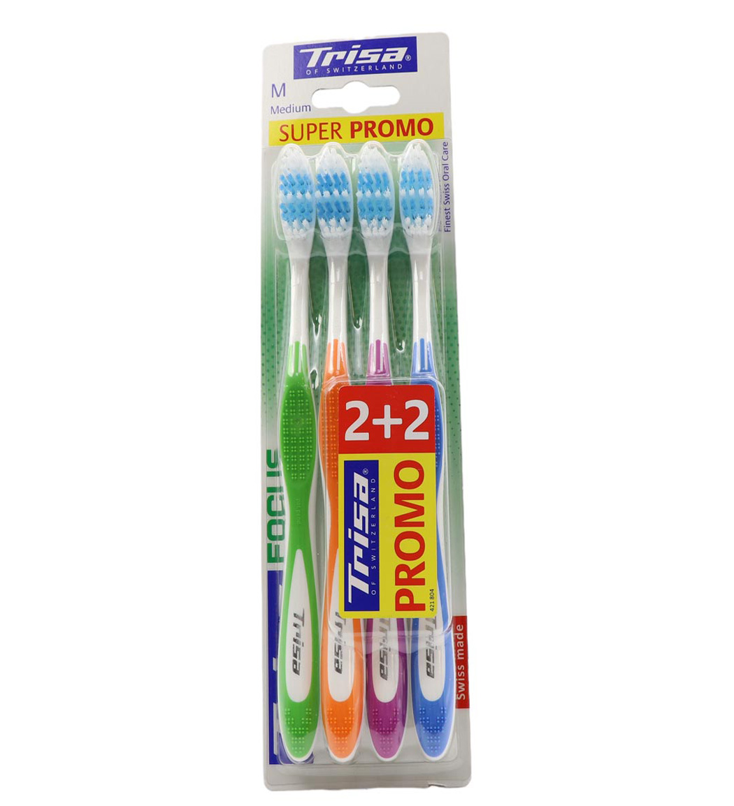 مسواک فوکوس پروکلین متوسط چهارتایی ارسال با رنگ رندوم تریزا