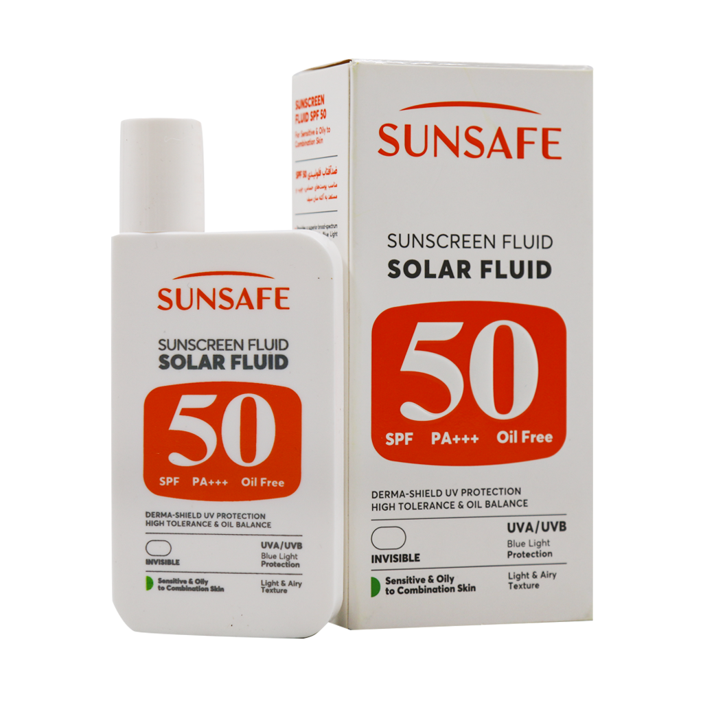 فلوئید ضد آفتاب پوست چرب و حساس SPF50 سان سیف 55 گرم