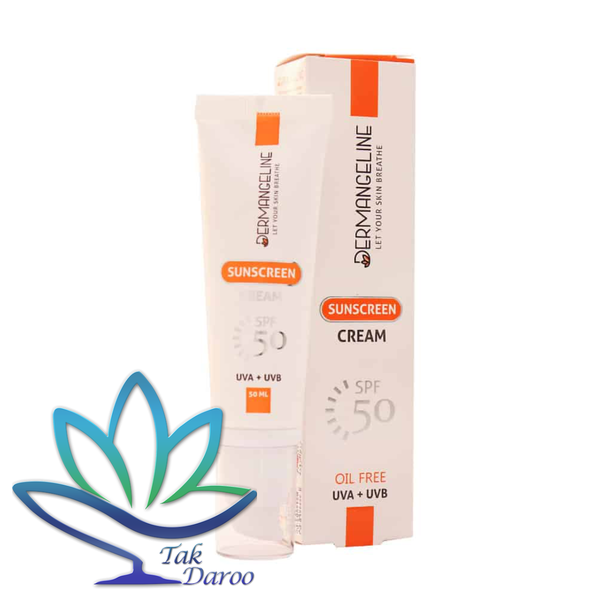 کرم ضد آفتاب SPF50 درم انجلین مناسب انواع پوست 50 میلی لیتر